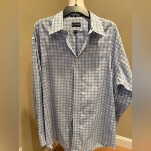 Boyd Thomas Men's Blue Plaid Shirt XL Button Down 100% Cotton